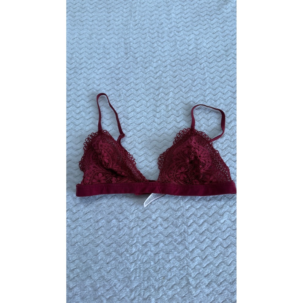 Victoria's Secret Burgundy Floral Lace Triangle Bralette Unlined Small S/P